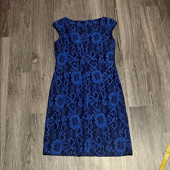 Lauren Ralph Lauren Blue Sheath Midi Dress Bateau Neckline - Picture 7 of 9